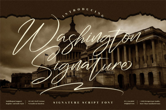 Washington Signature: A Handwritten Font for Editorial Elegance